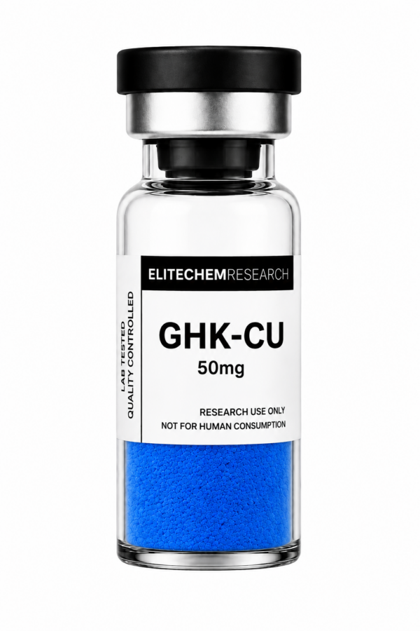 GHK-CU 50MG vial, blue lyophilized powder